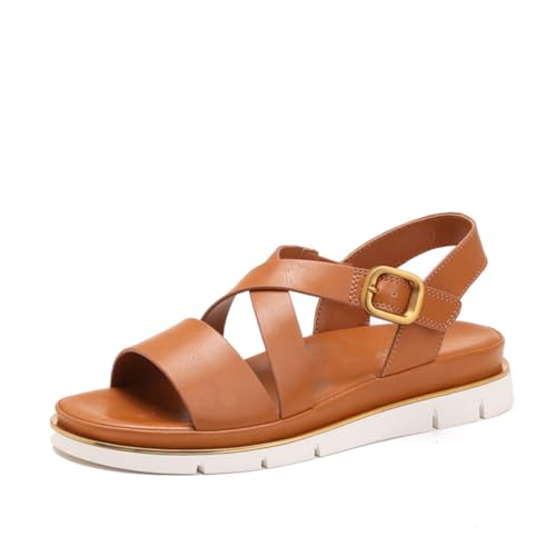Damen Plateau-Sandalen mit Keilabsatz, offene Zehenpartie, weiche Sohle mit Metallschnalle, Riemen, bequem, Slipper, lässig, Sommerschuhe, braun, 39.5 EU Damen Plateau-Sandalen mit Keilabsatz, offene Zehenpartie, weiche Sohle mit Metallschnalle, Riemen, bequem, Slipper, lässig, Sommerschuhe, braun, 39.5 EU von Generisch
