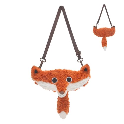 Damen-Plüsch-Umhängetasche, kreative Mädchen-Umhängetasche mit Plüschtier-Fuchs-Design, weich und modisch, gefüllte Fuchs-Tragetasche, leicht und bequem, perfekt für tägliche Ausflüge von Generisch