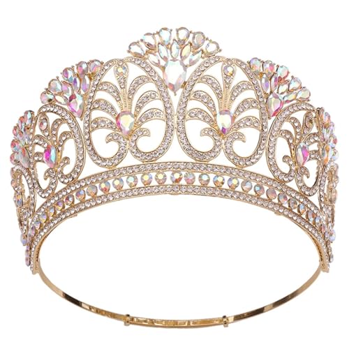 Damen-Prinzessinnen-Halsreif, Halskette, Ohrringe, Krone, Brautschmuck für Braut, Abschlussball, Outfit-Zubehör, Tiaras, Kristall von Generisch