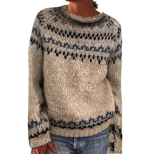 Damen Pullover Elegant, Pullover Damen Elegant, Norweger Winter Winterpullover Warm Fleecepullover Longpullover Strickpullover Gestreift Langarm Jumpers Norwegerpulli Damen Pullover Elegant, Pullover Damen Elegant, Norweger Winter Winterpullover Warm Fleecepullover Longpullover Strickpullover Gestreift Langarm Jumpers Norwegerpulli von Generisch