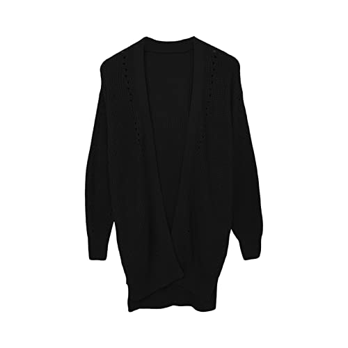 Damen Pullover Oberbekleidung Langarm Open Front Cardigan LäSsige Lose Strickpullover Mantel Outwear Mit Taschen (M,Schwarz) von Generisch