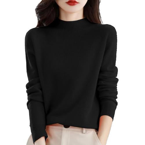 Damen Pullover Winter,100% Merinowolle Pullover Damen Stehkragen Langarm nahtlosem Strickpullover Winterpullover Damenpullover Sweatshirts Sweater Sweatpullover Wollpullover Fleecepullover Pulli von Generisch