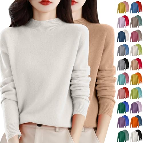 Damen Pullover Winter,Merinowolle Pullover Damen Stehkragen Langarm nahtlosem Strickpullover Winterpullover Damenpullover Sweatshirts Sweater Sweatpullover Wollpullover Pulli Langarmshirt,2er Pack Damen Pullover Winter,Merinowolle Pullover Damen Stehkragen Langarm nahtlosem Strickpullover Winterpullover Damenpullover Sweatshirts Sweater Sweatpullover Wollpullover Pulli Langarmshirt,2er Pack von Generisch