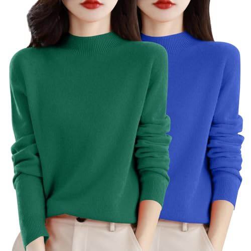 Damen Pullover Winter,Merinowolle Pullover Damen Stehkragen Langarm nahtlosem Strickpullover Winterpullover Damenpullover Sweatshirts Sweater Sweatpullover Wollpullover Pulli Langarmshirt,2er Pack Damen Pullover Winter,Merinowolle Pullover Damen Stehkragen Langarm nahtlosem Strickpullover Winterpullover Damenpullover Sweatshirts Sweater Sweatpullover Wollpullover Pulli Langarmshirt,2er Pack von Generisch