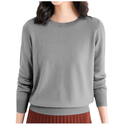 Damen Pullover Wolle Blend Langarm Rundhals Pulli Himmelblau Casual Classic Rundhalsausschnitt Merinomischung Strickpullover Elegant Lila Frühjahr Winter Oberteile Basic Warm Wear große größen 5XL 6XL von Generisch