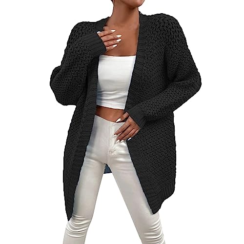 Damen Pullover Zipper Strickjacke Elegent Sweatshirt Shirt Damen Langarm Strickjacke Sweatshirt Für Damen Übergangsoberteile Jacke Langarm Kapuzenpullover mit Kapuze (Black, S) von Generisch