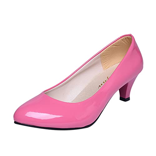 Damen Pumps Elegant Und Bequem - Kleid Schuhe Slip-On Einzelne Schuh Kleiner Absatz Lederschuhe Festlich High Heels Bürokleid Stöckelschuhe rutschfest Slippers Mokassins Schlupfschuhe von Generisch