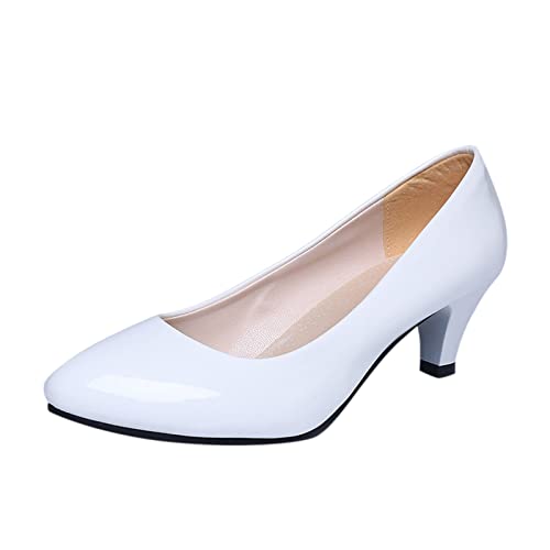 Damen Pumps Elegant Und Bequem - Kleid Schuhe Slip-On Einzelne Schuh Kleiner Absatz Lederschuhe Festlich High Heels Bürokleid Stöckelschuhe rutschfest Slippers Mokassins Schlupfschuhe von Generisch