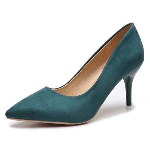 Damen-Pumps aus Wildlederimitat, spitzer Zehenbereich, Stiletto-Absatz, Slip-On-Pumps für Büro, Hochzeit, Party, grün, 40.5 EU Damen-Pumps aus Wildlederimitat, spitzer Zehenbereich, Stiletto-Absatz, Slip-On-Pumps für Büro, Hochzeit, Party, grün, 40.5 EU von Generisch