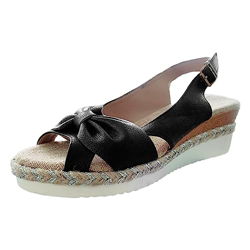 Damen Pumps mit Riemchen Vegan Blockabsatz Frauen Absatzschuhe mit Kreuz Knöchelriemen Blockabsatz Saltwater Sandalen Orthopädische Pantoletten von Generisch