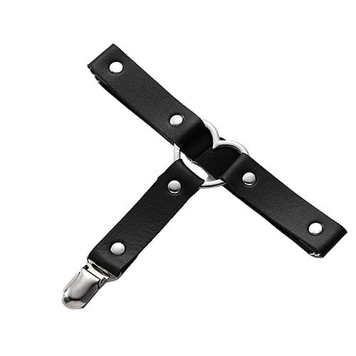 Damen Punk Beinkette Gürtel PU-Leder Körperketten Schwarz Oberschenkelkette Herz Strumpfband Gürtel Rave Party Schmuck Zubehör, Leder von Generisch