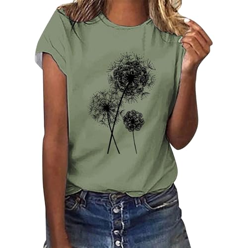 Damen Pusteblume Gedruckt Shirt Kurzarm Rundhals T-Shirt Mode Top Leicht Weich Casual Sommer Outfit Kleidung Frauen S Tops Kurzarm, mintgrün, L Damen Pusteblume Gedruckt Shirt Kurzarm Rundhals T-Shirt Mode Top Leicht Weich Casual Sommer Outfit Kleidung Frauen S Tops Kurzarm, mintgrün, L von Generisch