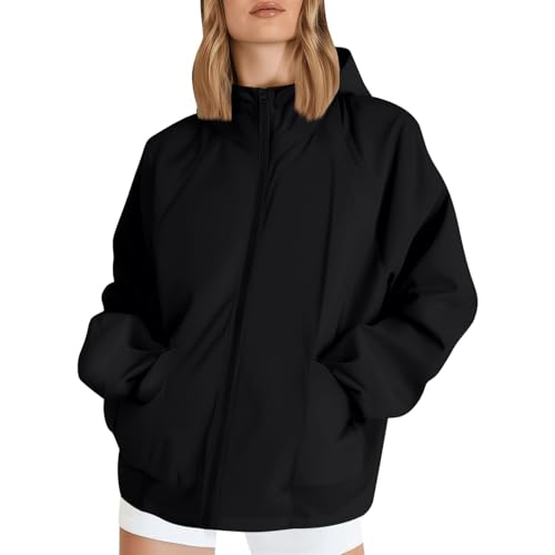 Damen Regenjacke Regenmantel Mit Kapuze Wasserdicht Windbreaker Übergangsjacke Atmungsaktiv Mantel,Winter Mantel Frauen,Für Frauen im Freien geeignet von Generisch