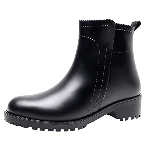 Damen-Regenstiefel, Wintermode, Schlupfschuh, Gummi, Wasserschuhe, Schwarz , 38.5 EU von Generisch