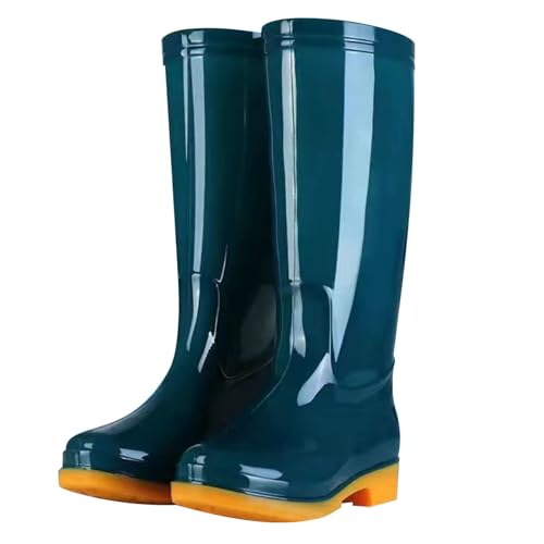 Damen-Regenstiefel, hohe Gummischuhe für den täglichen Gebrauch im Freien, Bequeme Sohle, strapazierfähiges TPR-Material, leichtes Design, einfach den ganzen tragen (Dark Green, 39) von Generisch
