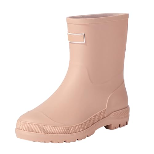 Damen Regenstiefel Wasserschuhe Top Wear Gummischuhe Student Casual Fashion Alle Outdoor-Arbeit Angeln Autowäsche Küche rutschfeste Überschuhe Gummischuhe Regenstiefel Orthopädie Schuhe (Brown, 38) von Generisch