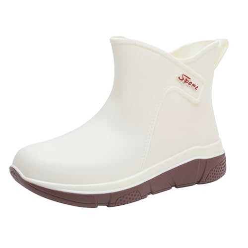 Damen Regenstiefel Wasserschuhe Top Wear Gummischuhe Student Casual Fashion Alle Outdoor-Arbeit Angeln Autowäsche Küche rutschfeste Überschuhe Gummischuhe Regenstiefel rutschfeste Schuhe (Beige, 40) von Generisch