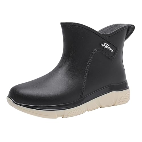 Damen Regenstiefel Wasserschuhe Top Wear Gummischuhe Student Casual Fashion Alle Outdoor-Arbeit Angeln Autowäsche Küche rutschfeste Überschuhe Gummischuhe Regenstiefel rutschfeste Schuhe (Black, 36) von Generisch