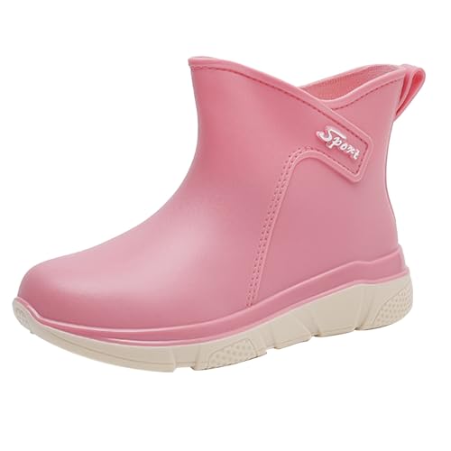 Damen Regenstiefel Wasserschuhe Top Wear Gummischuhe Student Casual Fashion Alle Outdoor-Arbeit Angeln Autowäsche Küche rutschfeste Überschuhe Gummischuhe Regenstiefel rutschfeste Schuhe (Pink, 37) von Generisch