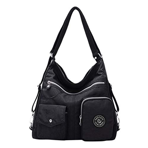 Damen-Rucksack mit großem Fassungsvermögen, einzelne Schultertasche, Kuriertasche, transparente Handtaschen für Frauen, Stadiongenehmigt, Schwarz , Einheitsgröße von Generisch