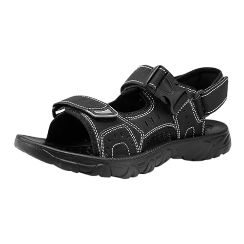 Damen Sabot mit Keilabsatz Trecking Sandalen Damen Herren Sandalen Outdoor Strandschuhe Große Größe Atmungsaktive Handgemachte Schuhe Casual Sport Sandal Slides Treckingsandalen mit (Black,47) von Generisch