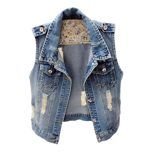 Damen Sale, 50 Cent Artikel, Damen Weste Sommer Leicht Damen Jeansweste Aus Denim Klassisch Für Junioren Zum Zuknöpfen Kurz Im Look Ärmellos Mantel Gefüttert Herren, 50 Cent Artikel von Generisch
