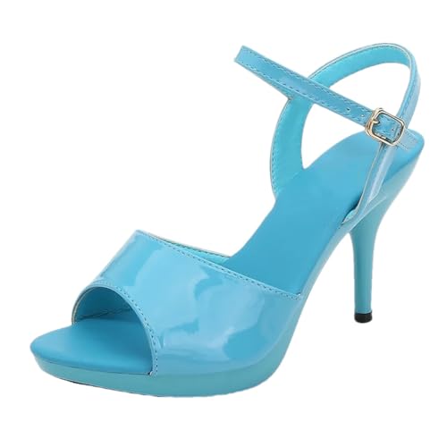 Damen-Sandalen, Absatz, Plateau, bunte Sandalen, dünne High Heels, Partyschuhe, Hochzeit, Brautschmuck, 1104, 38 EU von Generisch