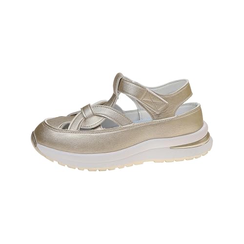 Damen-Sandalen, Plateau-Sandale mit Fußgewölbeunterstützung, leicht, Outdoor, Strand, lässig, modisch, zum Spazierengehen, Pantoletten, gold, 5 UK 3X-Narrow Damen-Sandalen, Plateau-Sandale mit Fußgewölbeunterstützung, leicht, Outdoor, Strand, lässig, modisch, zum Spazierengehen, Pantoletten, gold, 5 UK 3X-Narrow von Generisch