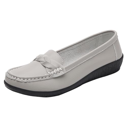 Damen Sandalen Elegant Silber, Flache Ballerinas Damen Schlupfschuhe Leder Elegant Barfußschuhe Bequem Flachschuhe Büro Beruf Lässige City Casual Französische Spitze Slip-On Schuhe von Generisch