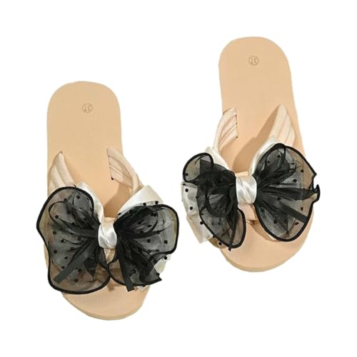 Damen Sandalen Sommer, Flip Flops Damen Schmetterling Schlappen Lässige Flache Slippers Elegant Badeschlappen Mit Perlen Open Toe Freizeitsandalen Weiches Fußbett Pantoletten Rutschfest Slides 1 von Generisch