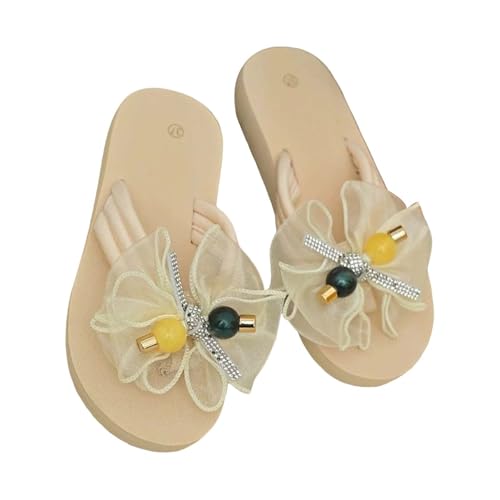 Damen Sandalen Sommer, Flip Flops Damen Schmetterling Schlappen Lässige Flache Slippers Elegant Badeschlappen Mit Perlen Open Toe Freizeitsandalen Weiches Fußbett Pantoletten Rutschfest Slides 1 von Generisch