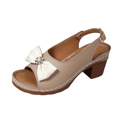 Damen Sandalen Sommer Fischmund Plateau Pantoletten Mode Keilabsatz Sandalette Elegant Wanderschuhe Rutschfest Schlappen Slingback Hausschuhe Leicht Blockabsatz Trekkingschuhe Round Toe Latschen von Generisch