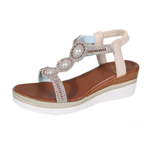 Damen Sandalen Sommer Flach Sandalette Bohemia Strand Sandalette Freizeit Strand Schuhe Sommer Rutschfest Sandaletten Freizeit Hausschuhe Flach Hausschuhe Slippers für Wohnzimmer Pool Strand SPA Damen Sandalen Sommer Flach Sandalette Bohemia Strand Sandalette Freizeit Strand Schuhe Sommer Rutschfest Sandaletten Freizeit Hausschuhe Flach Hausschuhe Slippers für Wohnzimmer Pool Strand SPA von Generisch