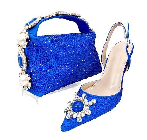 Damen Sandalen Taschen Set mit Pailletten Strass Point Toe Spaghettiträger, 106, 42.5 EU von Generisch