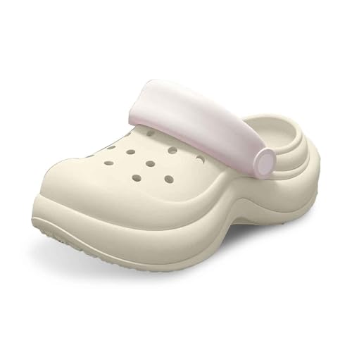 Damen-Sandalen für den Sommer Bequeme Hausschuhe für den Alltag Strand Geschlossene Zehenpartie Dicke Sohle Perfekt zu Jeans Strandhosen (White, 37) von Generisch