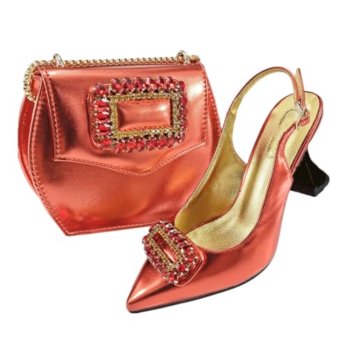 Damen-Sandalen mit spitzem Zehenbereich und Tasche, bequeme Absätze für Hochzeit, Party, italienischer Stil, rot, 43.5 EU Damen-Sandalen mit spitzem Zehenbereich und Tasche, bequeme Absätze für Hochzeit, Party, italienischer Stil, rot, 43.5 EU von Generisch