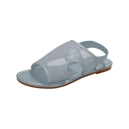 Damen Sandaletten Flach Sandaletten Sommer Weiß Netzstoff Strandsandalen Strick Sandale Fahren Flache Schuhe Walkingschuhe Atmungsaktive Wanderschuhe Offene Zehensandalen Sandals von Generisch