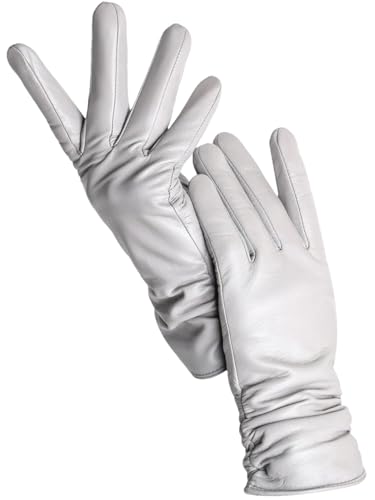Damen Schaffell Handschuhe Winter Warm Plus Fleece Touchscreen Damen Lederhandschuhe, Grau 9 Touch, 7.5 von Generisch