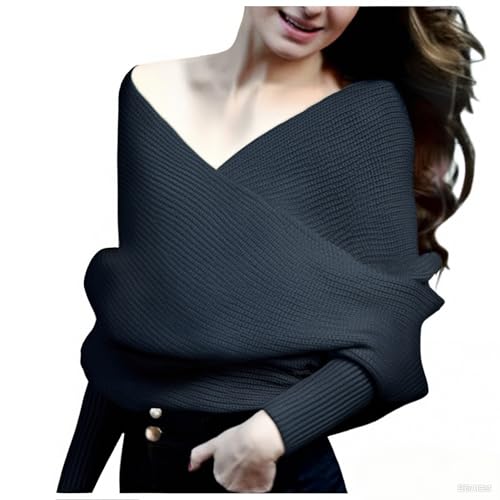 Damen Schal Mit Ärmeln Crossed V-Neck Pulloverschal Schultertuch Gestrickter Zopfmuster-Umhang Sweater Elegant Stola Winter Warm Strickschal Wickelpullover Schals Tücher Pashmina Schal Brautschal von Generisch