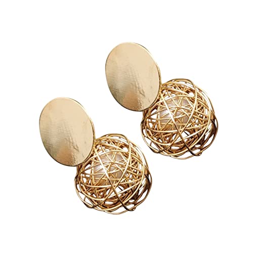 Damen Scheinen Cubic Hängend Lang Schmuck Geometrie Ohrstecker Ohrringe für Retro Frauen Legierung kreative Ohrringe Frauen Temperament Schmuck Perlen Cluster Ohrringe (Gold, One Size) von Generisch