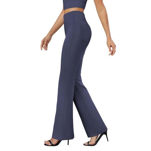 Damen Schlaghose High Waist Elegant Schlaghose Bootcut Hose Fashion Jogginghose Bauchkontrolle Sporthose Frauen Jazzpants Freizeithose Freizeit Flared Leggings Workout Fitnesshose Stretch Stoffhose von Generisch