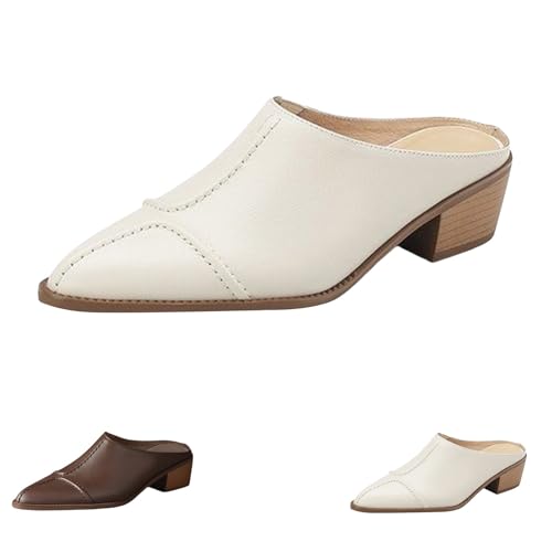 Damen-Schlupfstiefel, Outdoor, klobige Blockabsätze, Pantoletten, breite Passform, bequem, geschlossen, spitzer Zehenbereich, mittelhoher Absatz, rückenfrei, Pumps für Business und Alltag, Damenschuhe von Generisch