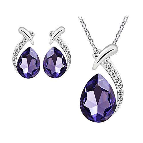 Damen-Schmuck-Set, Hochzeit, Braut, österreichischer Kristall, Tropfenform, Halskette, Ohrring-Set, Haltbarkeit und Anziehungskraft von Generisch