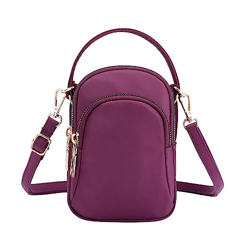 Damen Schulter Messenger Bag Leichte Tasche Handy Headset Tasche Schulter Tote Bag, violett, Einheitsgröße von Generisch