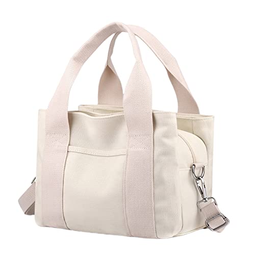 Damen Schultertasche Große Kapazität Canvas Tasche Casual Handtasche Tasche Arbeitsklasse Handtasche Geldbörse von, weiß, Einheitsgröße von Generisch