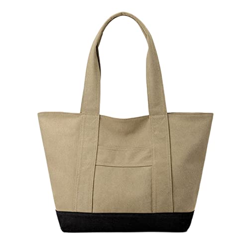 Damen Schultertasche Große Kapazität Canvas Tasche Casual Handtasche Tasche Arbeitsklasse Handtasche Haken für Auto, khaki, Einheitsgröße von Generisch