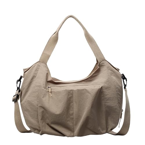 Damen-Schultertasche aus Segeltuch, großes Fassungsvermögen, All-Match-Unterarmtasche, einfarbig, stilvolle Tragetasche, Handtasche, Shopping, Urlaub, Party, Schultertasche, khaki von Generisch