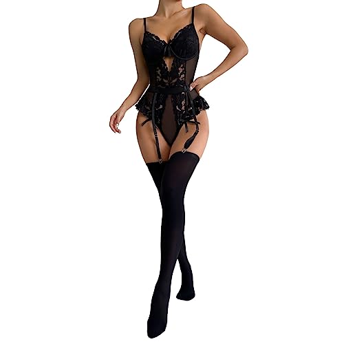 Damen Sexy Dessous Erotisch Erotisch Strapsen Rot Dessous Set Reizwäsche In XXL Sexunterwäsche Sex Spitze Kostüme Grosse Grössen Strapsgürtel Lingerie Cosplay Unterwäsche Erotikunterwäsche von Generisch