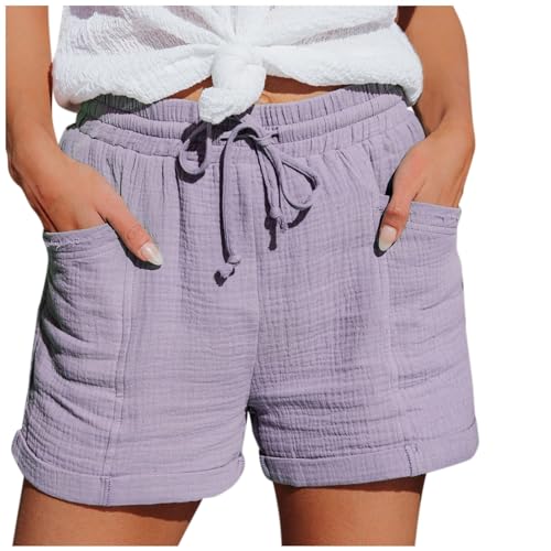 Damen Shorts Musselin Kurz Hose Sommer Leinen Shorts Mit Taschen Mode Lässige Stoffhose Freizeit Shorts Hoher Elastische Taille Stretch Gerades Bein Sport Shorts Kordelzug Strand Leinenhose Streetwear Damen Shorts Musselin Kurz Hose Sommer Leinen Shorts Mit Taschen Mode Lässige Stoffhose Freizeit Shorts Hoher Elastische Taille Stretch Gerades Bein Sport Shorts Kordelzug Strand Leinenhose Streetwear von Generisch