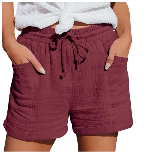 Damen Shorts Musselin Kurz Hose Sommer Leinen Shorts Mit Taschen Mode Lässige Stoffhose Freizeit Shorts Hoher Elastische Taille Stretch Gerades Bein Sport Shorts Kordelzug Strand Leinenhose Streetwear Damen Shorts Musselin Kurz Hose Sommer Leinen Shorts Mit Taschen Mode Lässige Stoffhose Freizeit Shorts Hoher Elastische Taille Stretch Gerades Bein Sport Shorts Kordelzug Strand Leinenhose Streetwear von Generisch